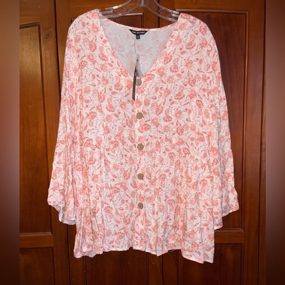 Unique Spectrum Pink & White Floral Blouse #1587